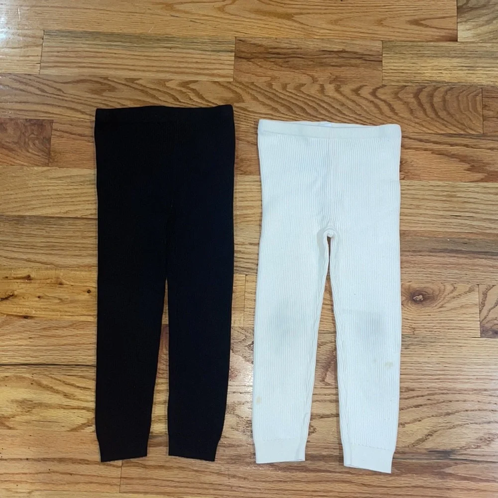 GAP 2 pack Toddler Rib Sweater Leggings black  Ivory  Toddler 2-3